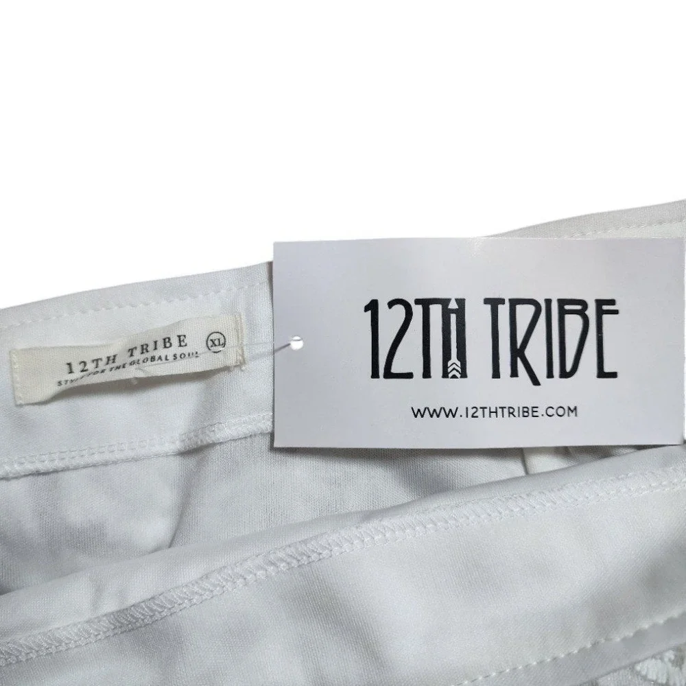 12th Tribe White Sequin Fringe Mini Skirt | Festival Party | Size M